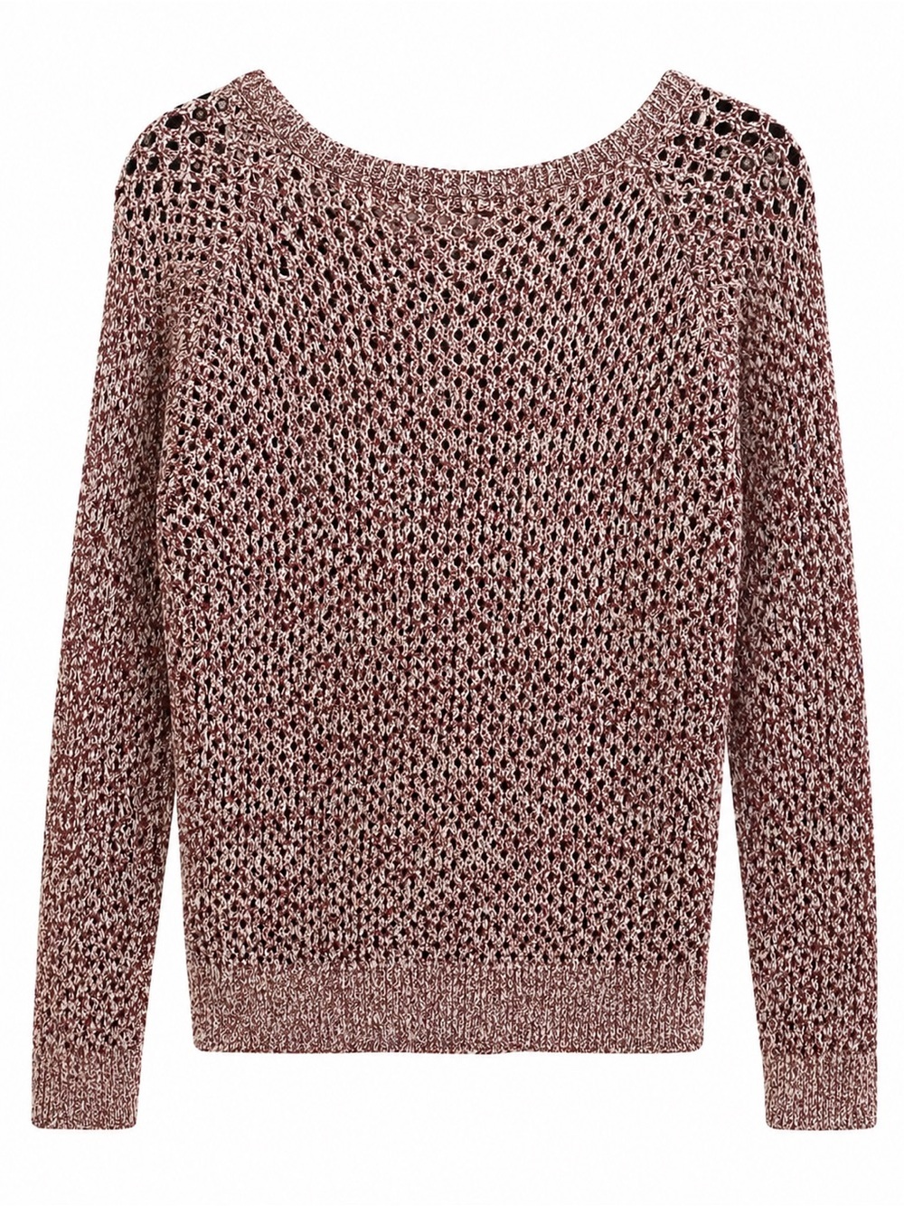 Maison Scotch Open Knit Sweater Womens M Dark Pink Button Shoulder Cotton Blend - Picture 4 of 12